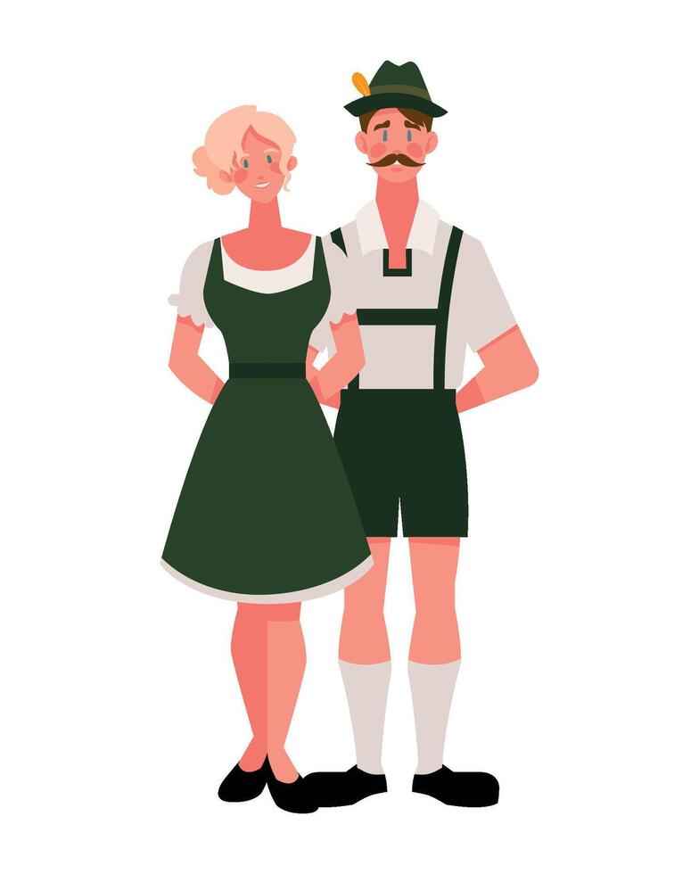 german couple standing illustration isolated vector