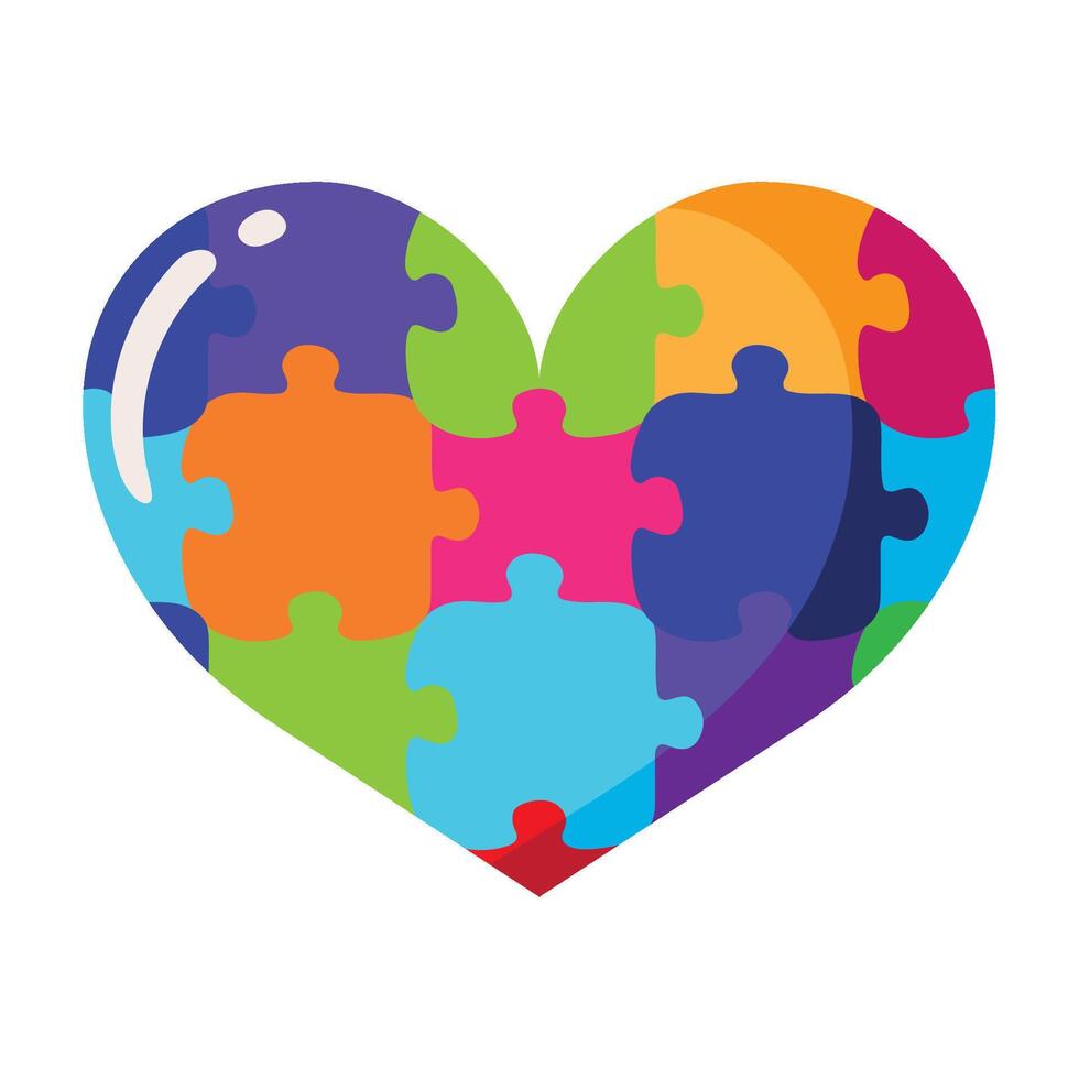 autism puzzles heart shaped illustration vector