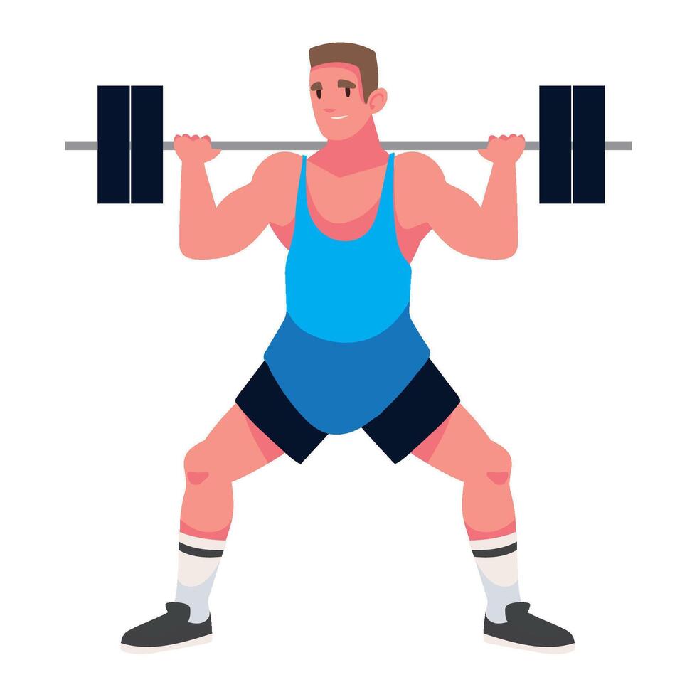 fitness man with barbell illustration vector