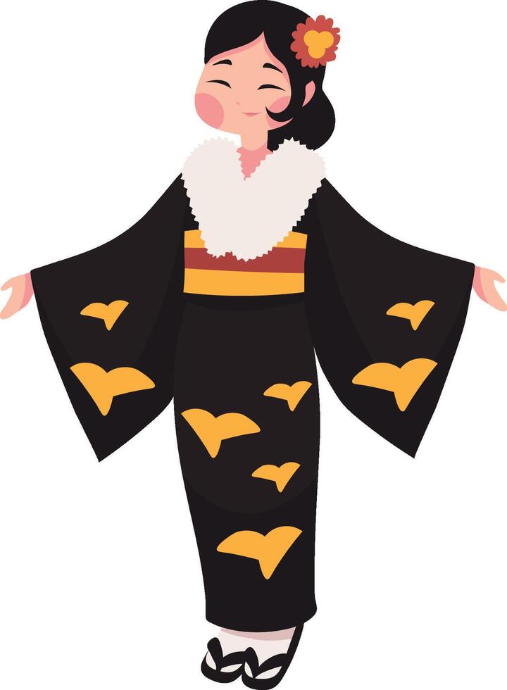 coming of age day japanese girl illustration vector