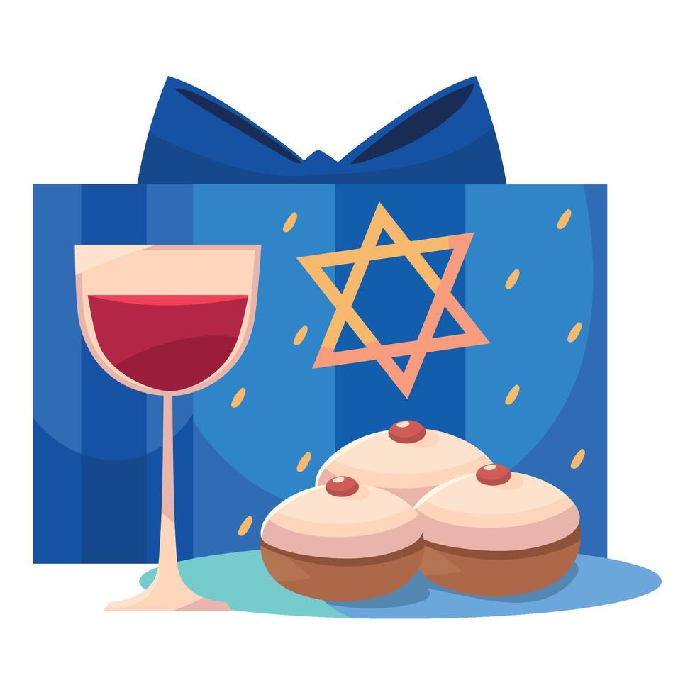 hanukkah jewish celebration illustration isolated vector