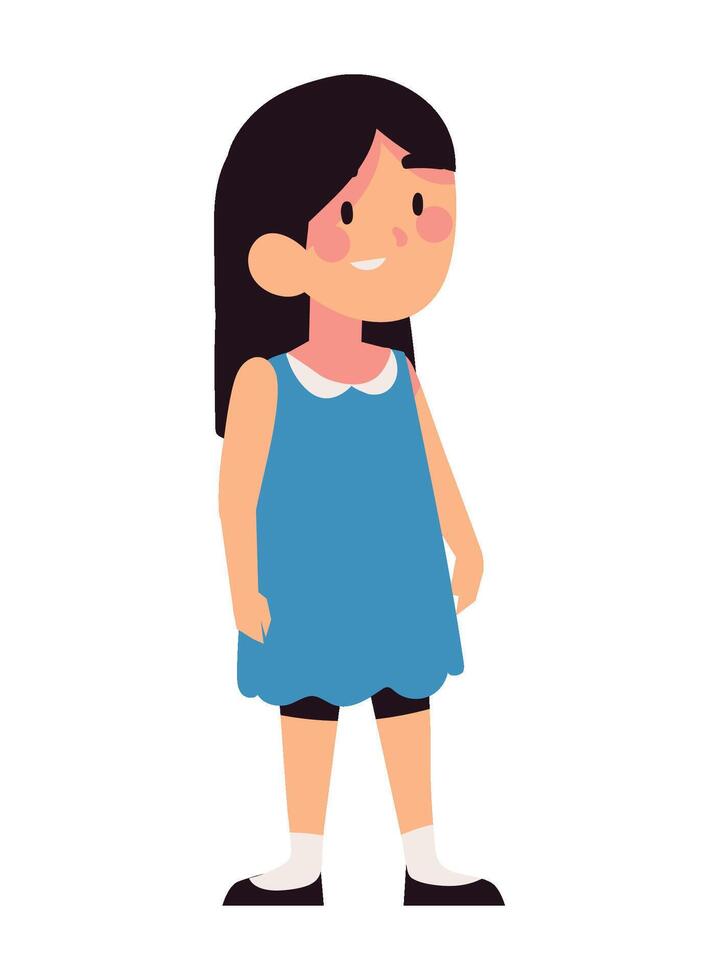 cute girl in blue dress illustration vector