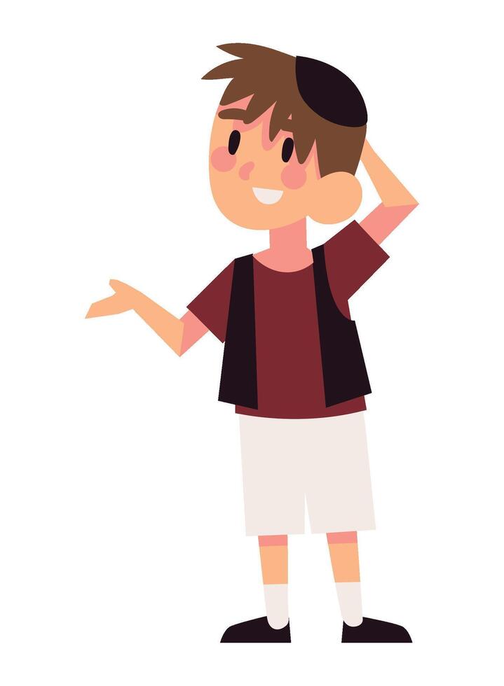 hanukkah little boy with kippa illustration vector