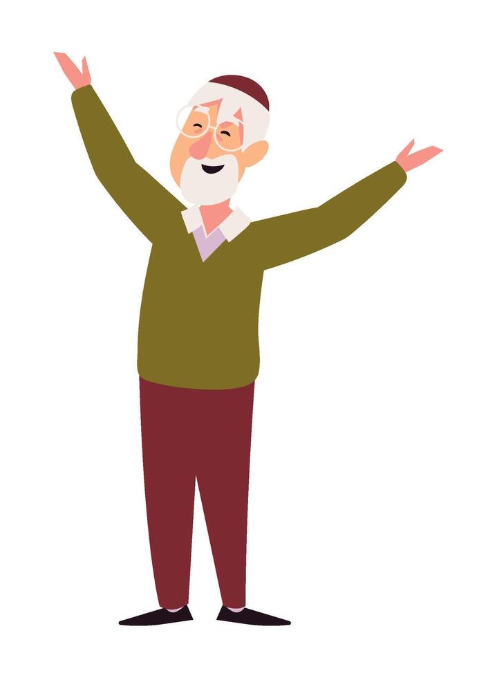 hanukkah jewish grandpa illustration isolated vector