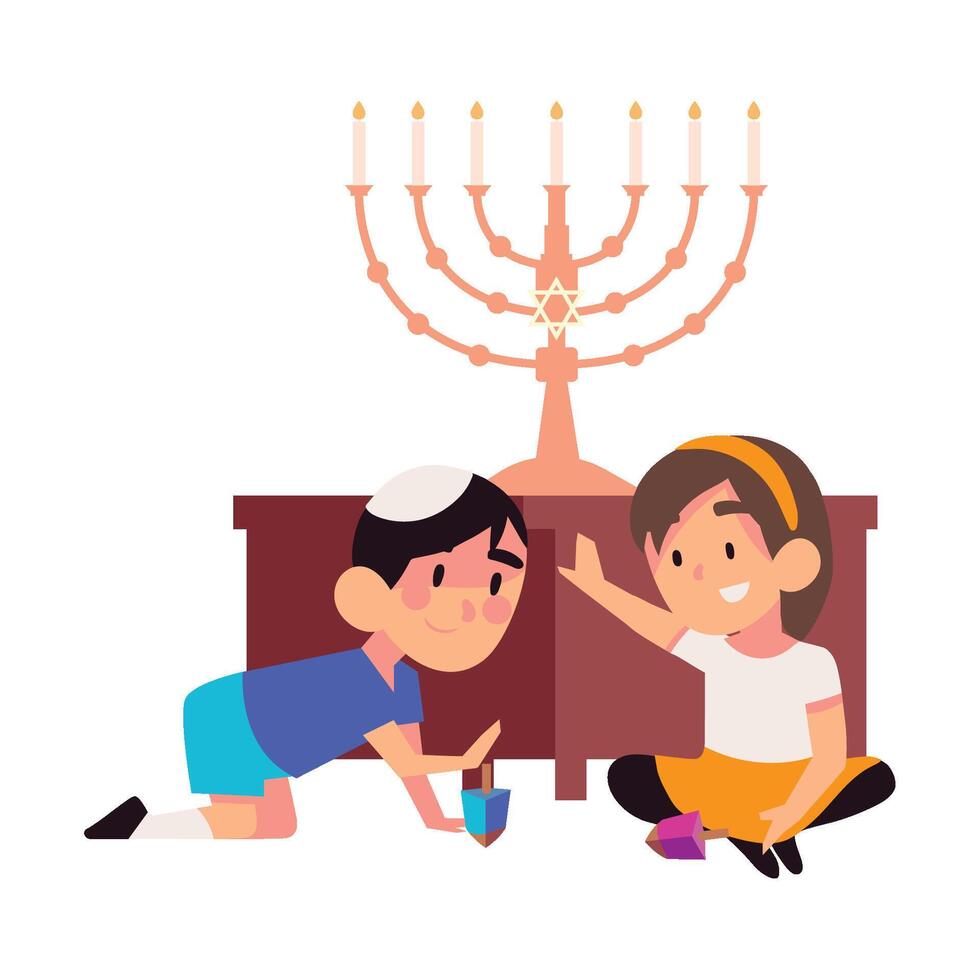 hanukkah kids celebration illustration isolated vector