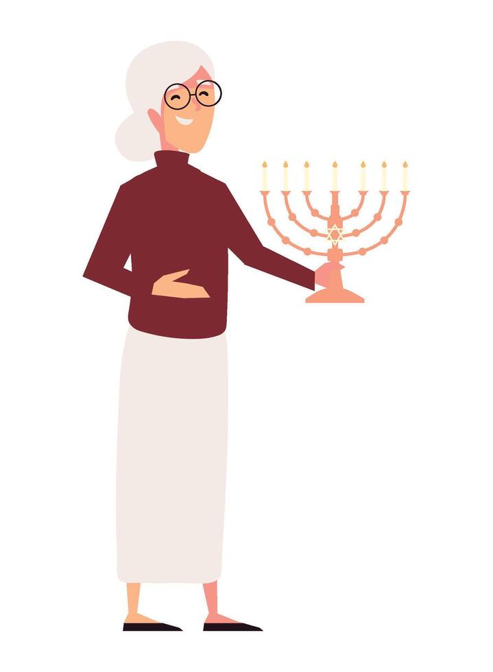 hanukkah grandmother character illustration isolated vector