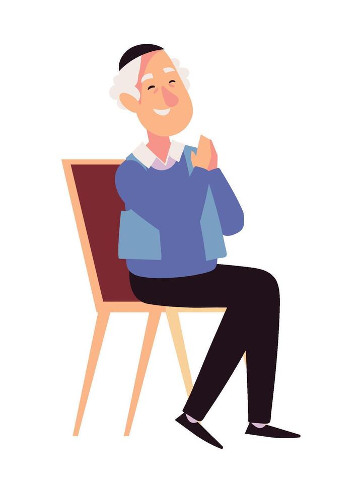 hanukkah old man sitting illustration vector