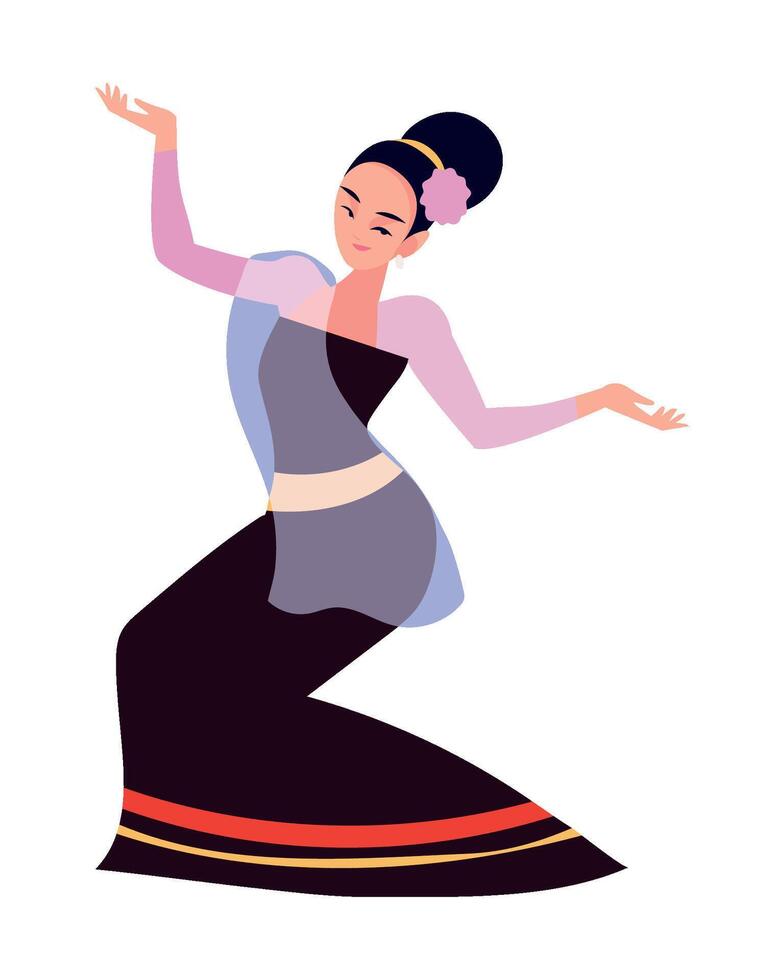 myanmar woman dances music icon isolated vector