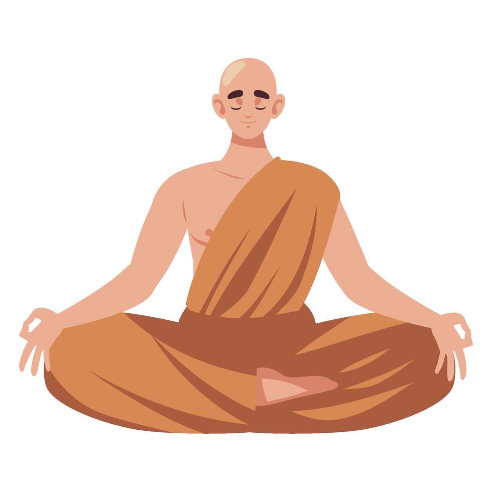 buddhist monk meditating illustration isolated vector