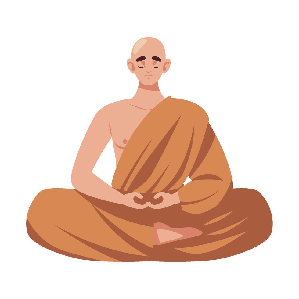 buddhist monk character illustration isolated vector