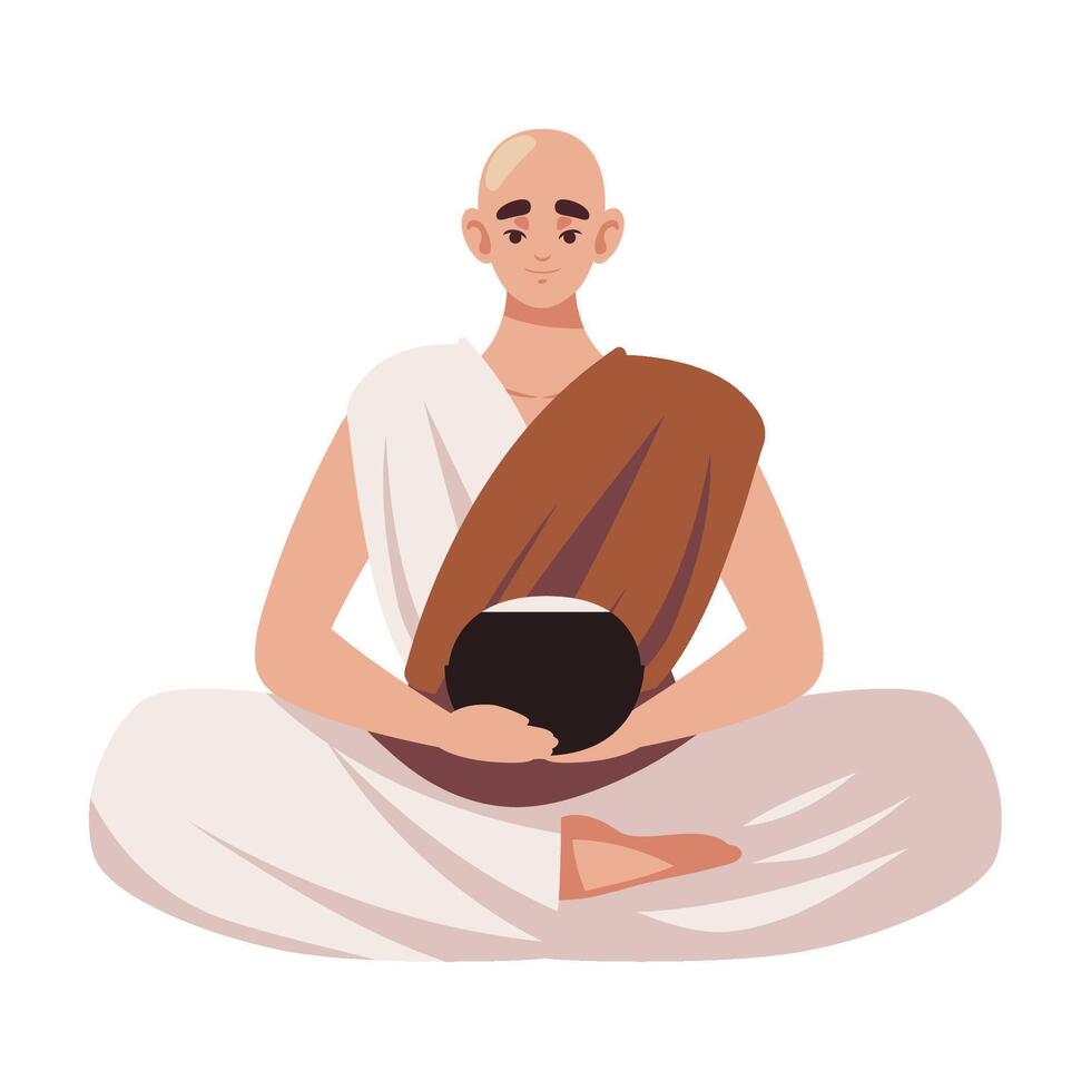 buddhist monk religious illustration isolated vector