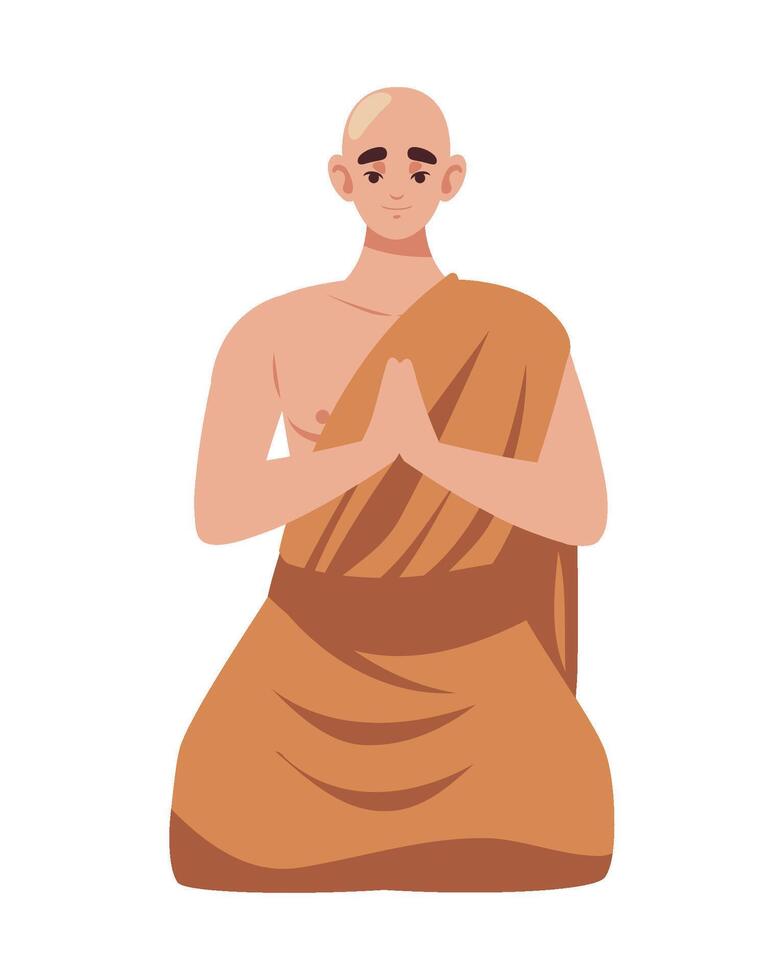 buddhist monk praying illustration isolated vector