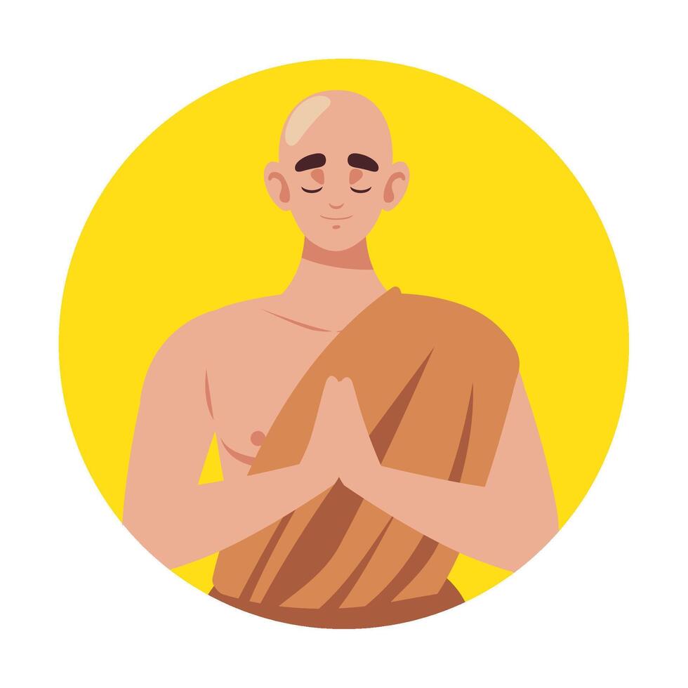 buddhist monk portrait illustration isolated vector