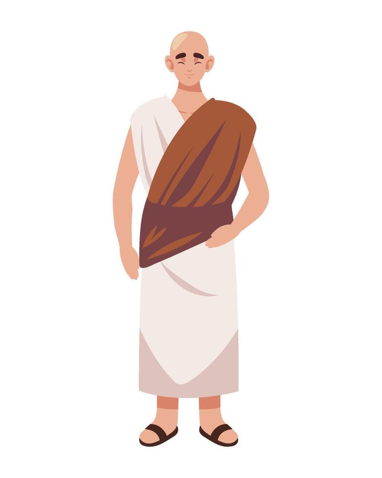 buddhist monk man illustration isolated vector