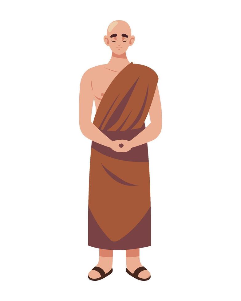 buddhist monk prayer illustration isolated vector