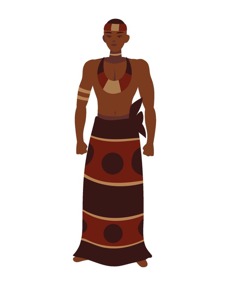 south africa man tribal illustration isolated vector