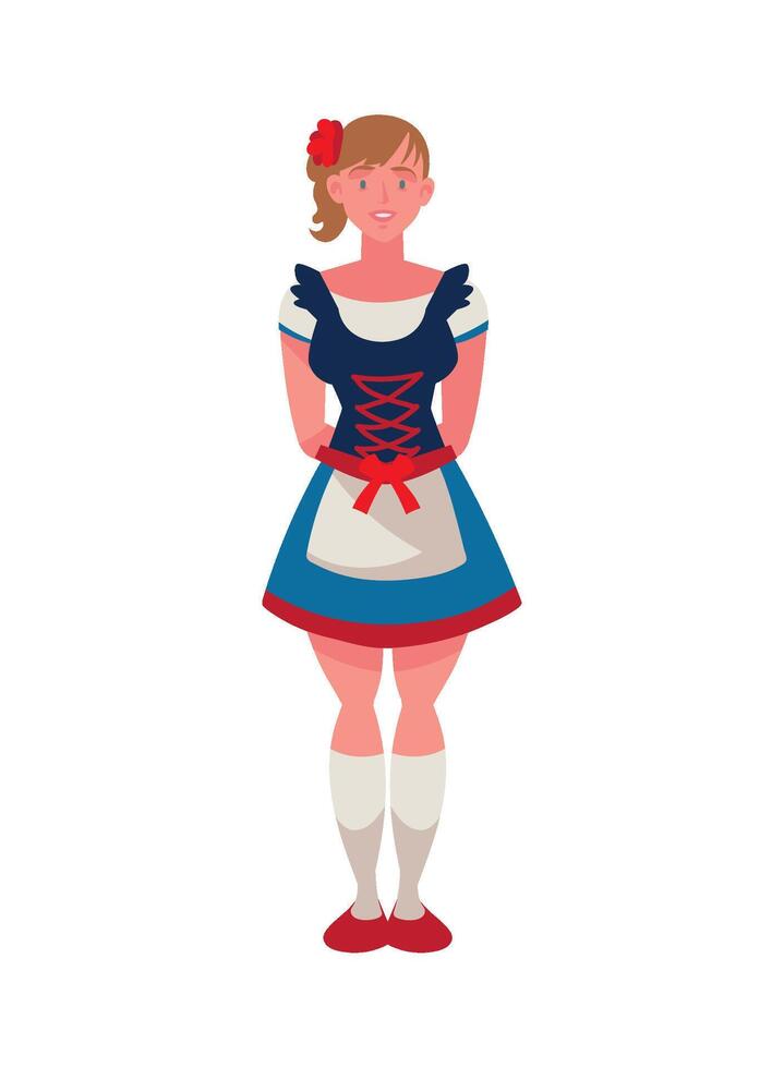 germany woman character in dirndl illustration vector