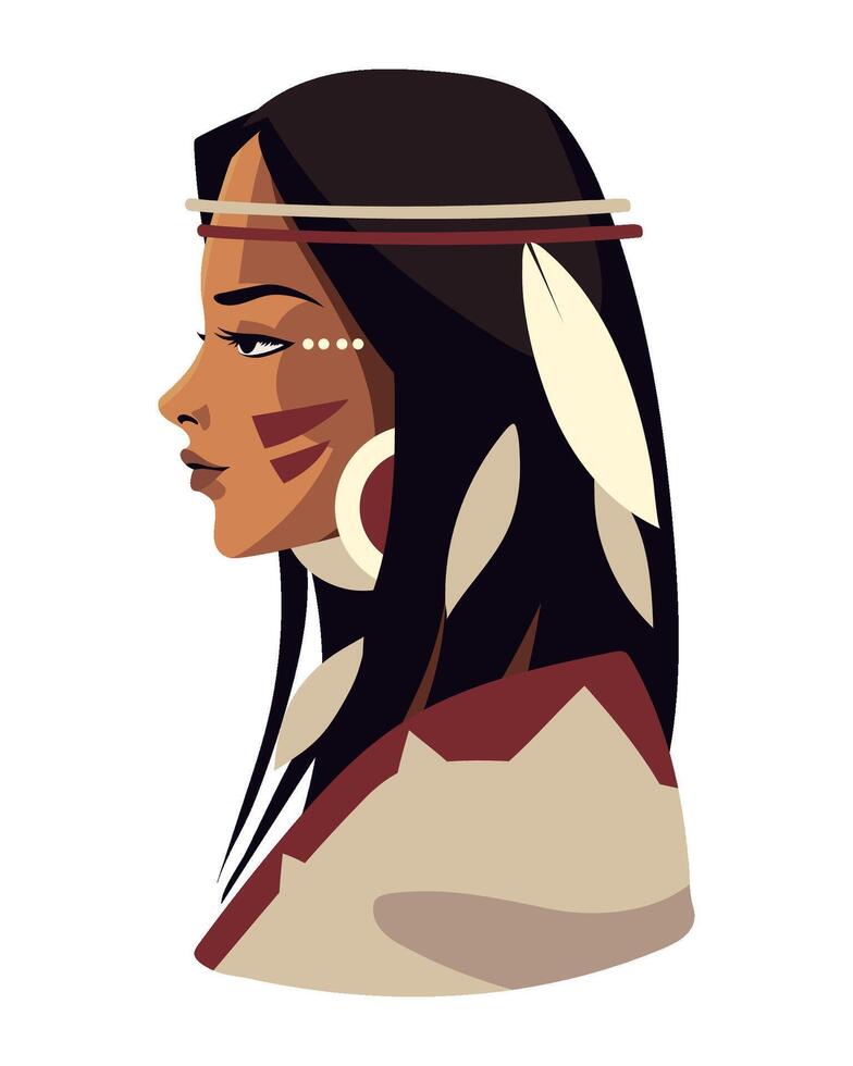 native american girl illustration isolated vector