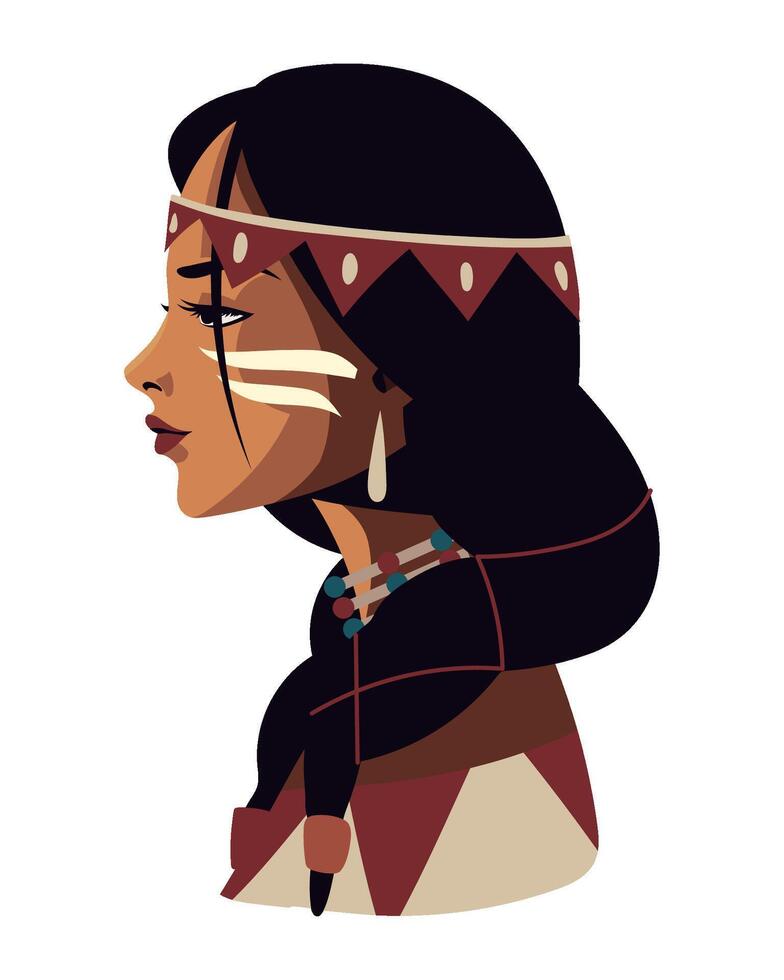 native american girl isolated illustration vector