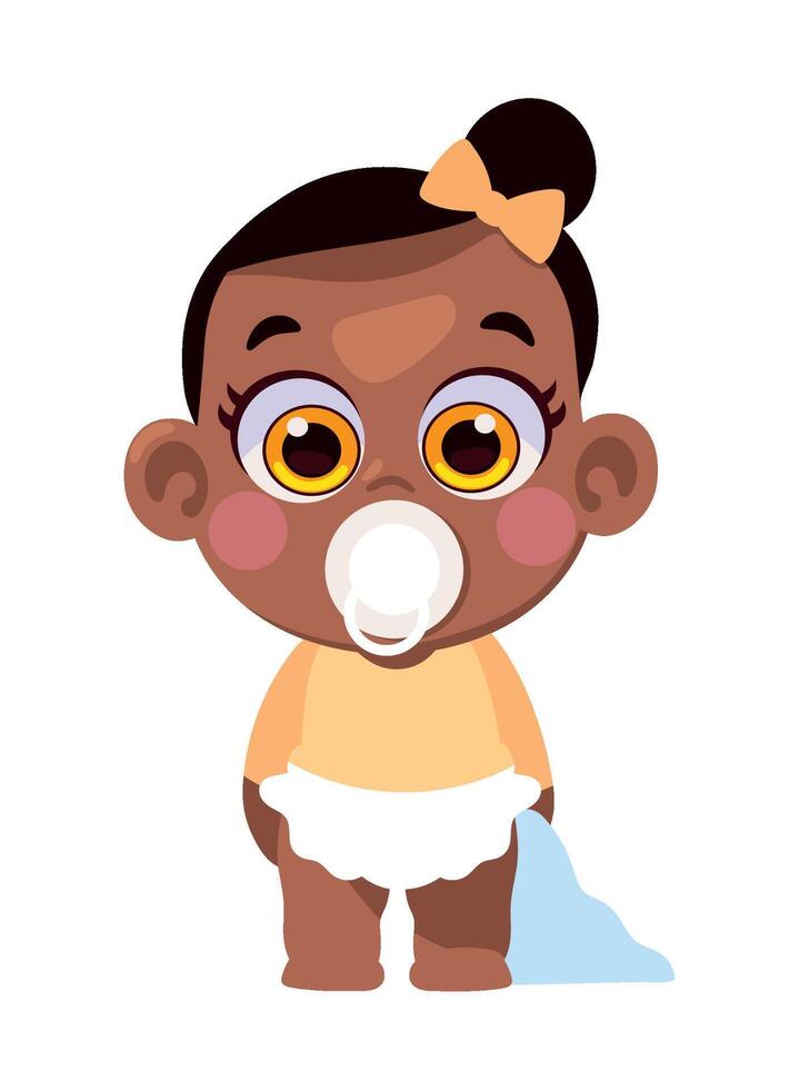 baby girl with pacifier cartoon isolated vector