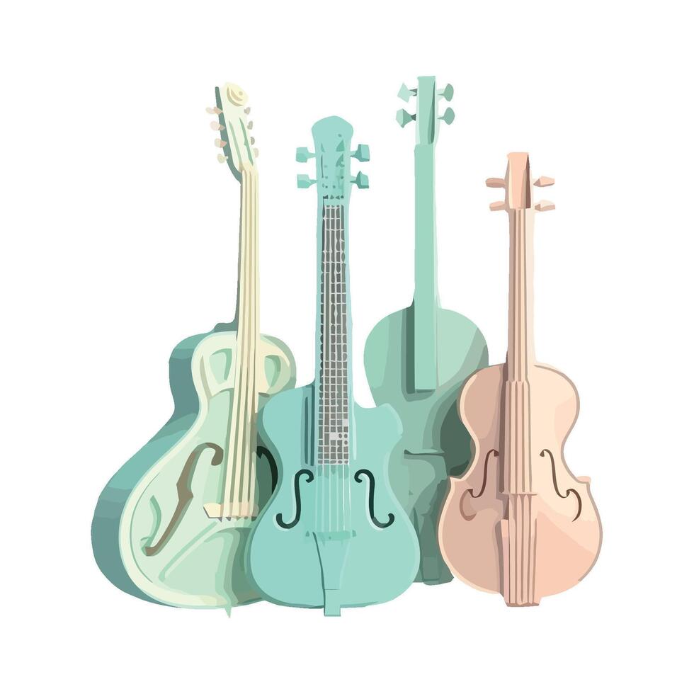 Classical guitar, violin and cello icon isolated vector