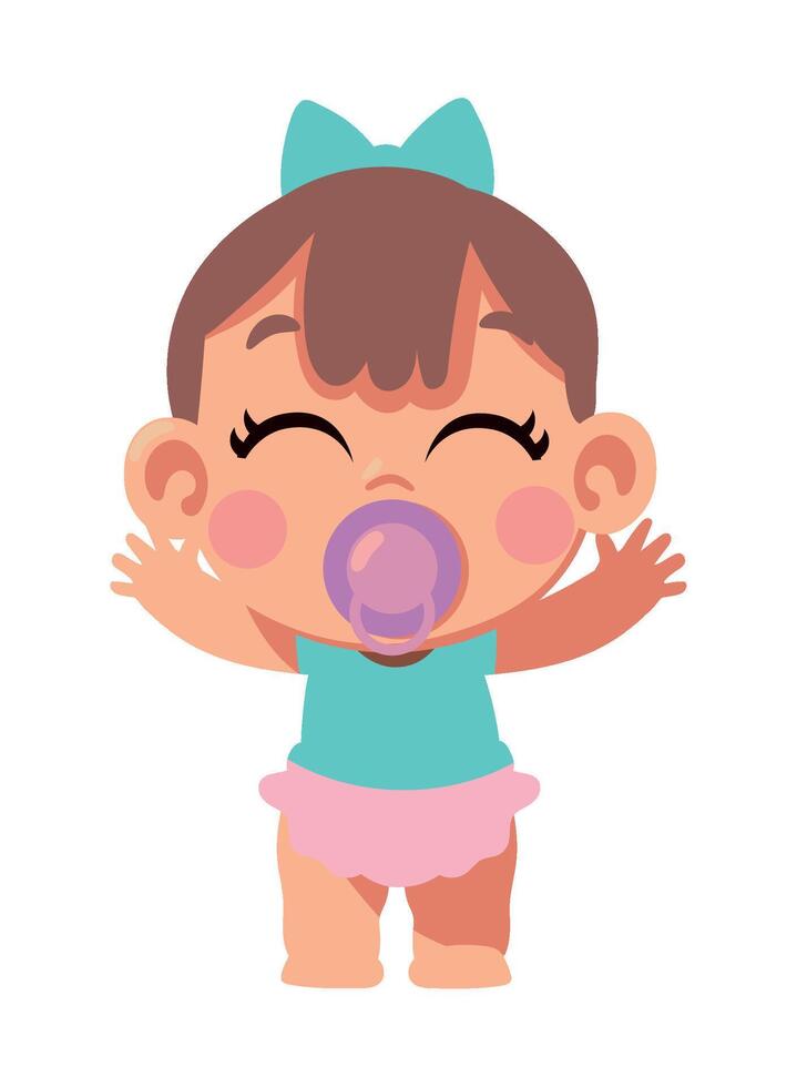 baby girl with pacifier illustration isolated vector