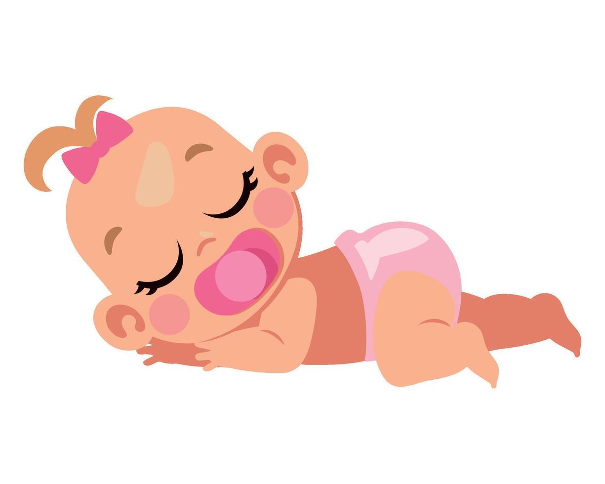 baby with pacifier sleeping cartoon illustration vector