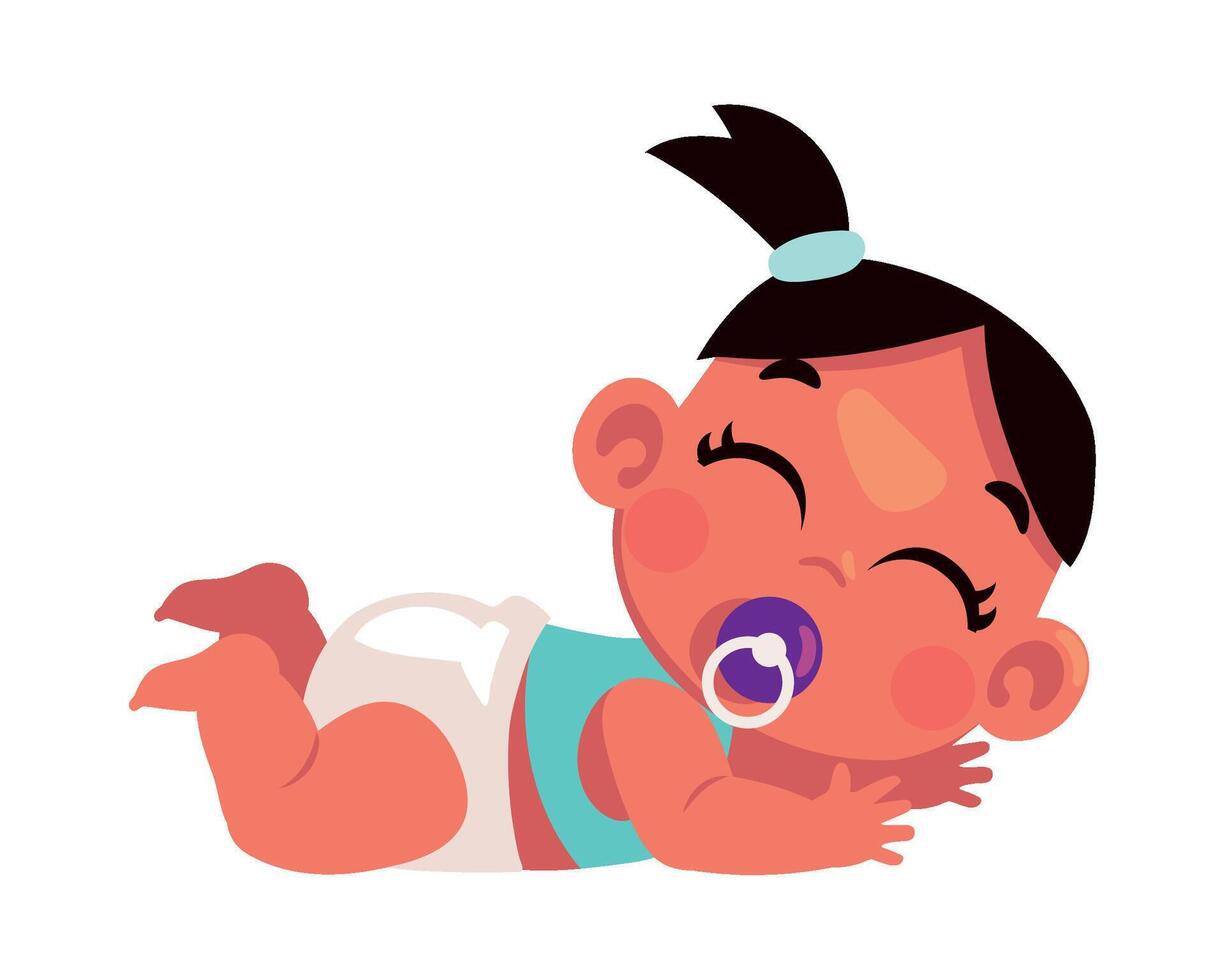 baby with pacifier sleeping illustration isolated vector
