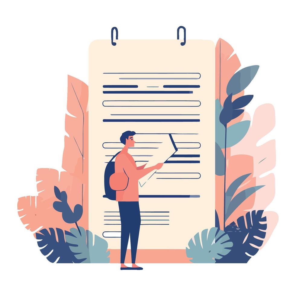 A businessman holding a document, reading icon isolated vector