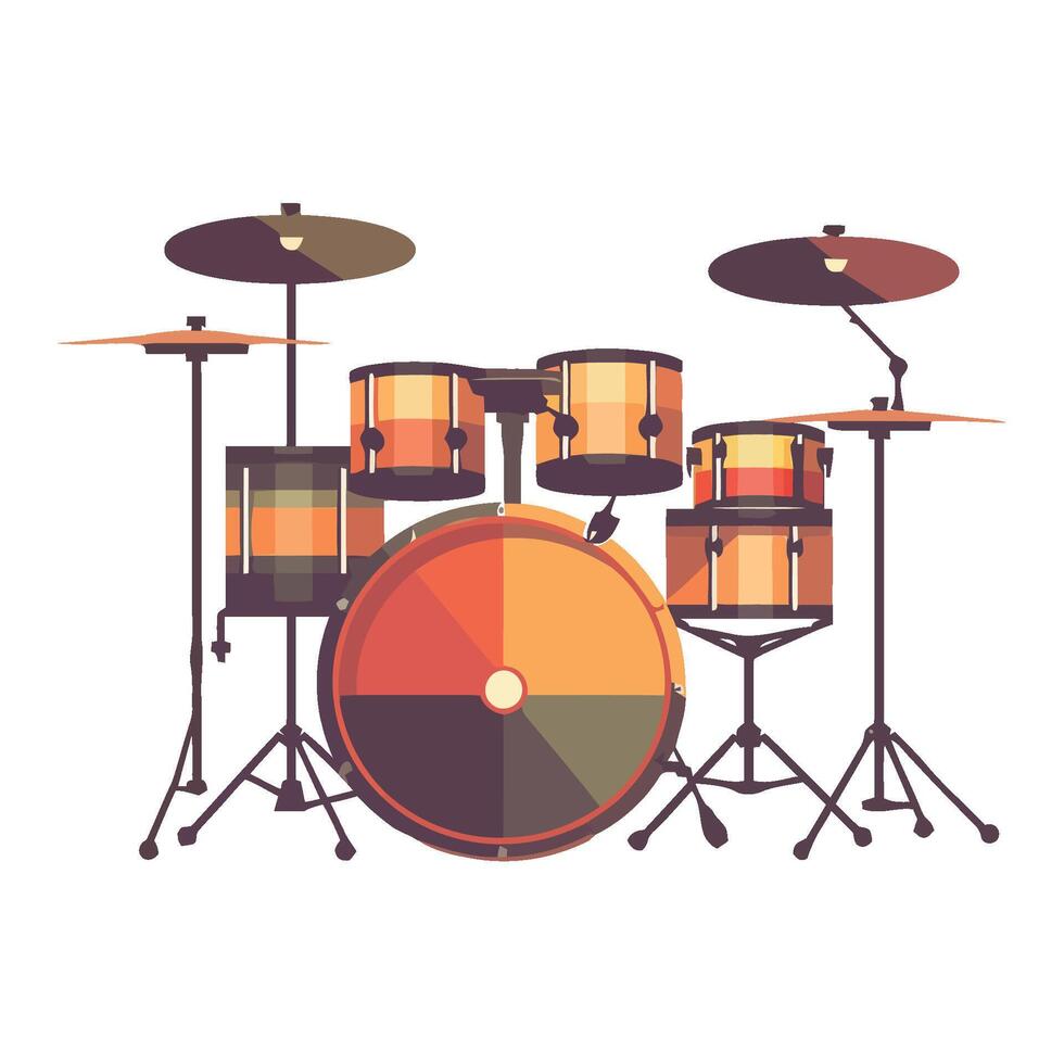 Metal drum kit instruments icon isolated vector