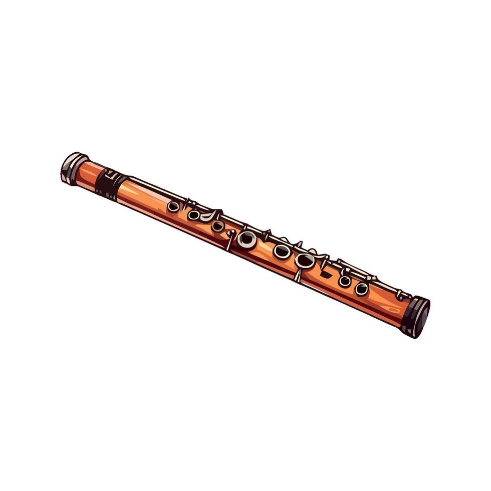 shiny flute, woodwind instrument blowing noise icon isolated vector