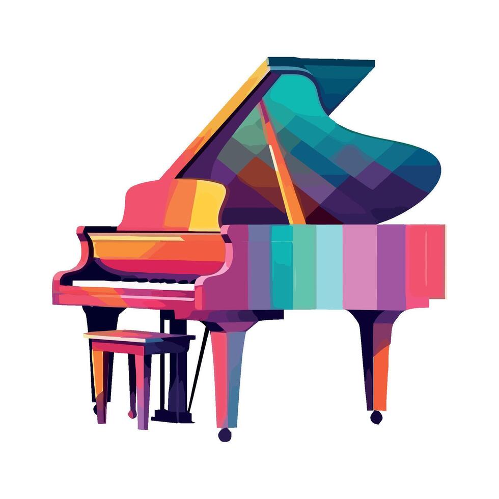 colored piano musical instrument icon isolated vector