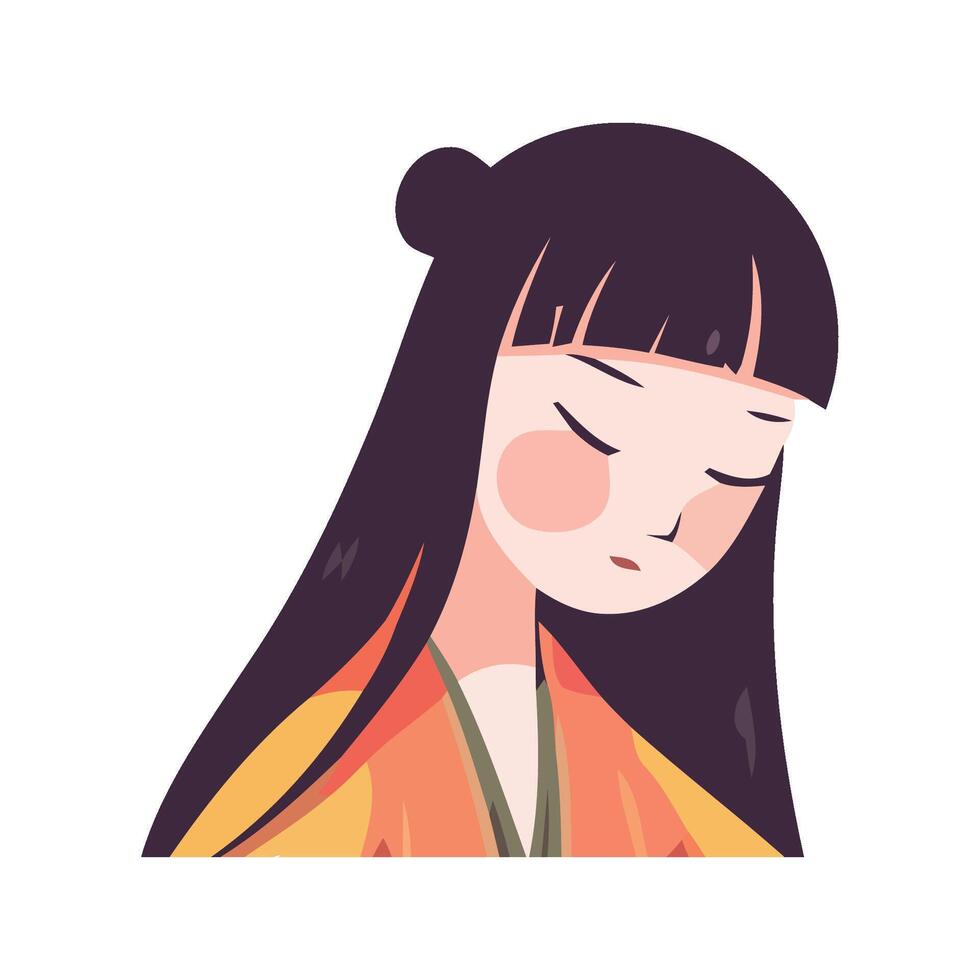 Beautiful young asian woman icon isolated vector