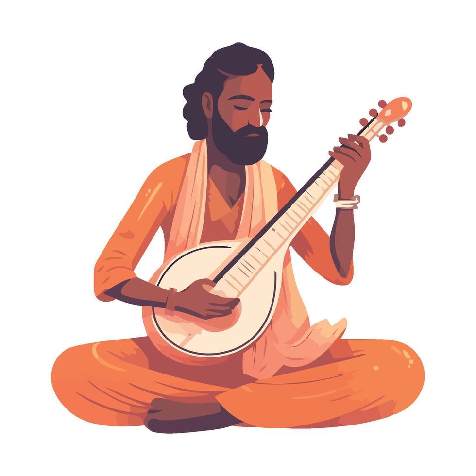 Guitarist playing acoustic guitar icon isolated vector