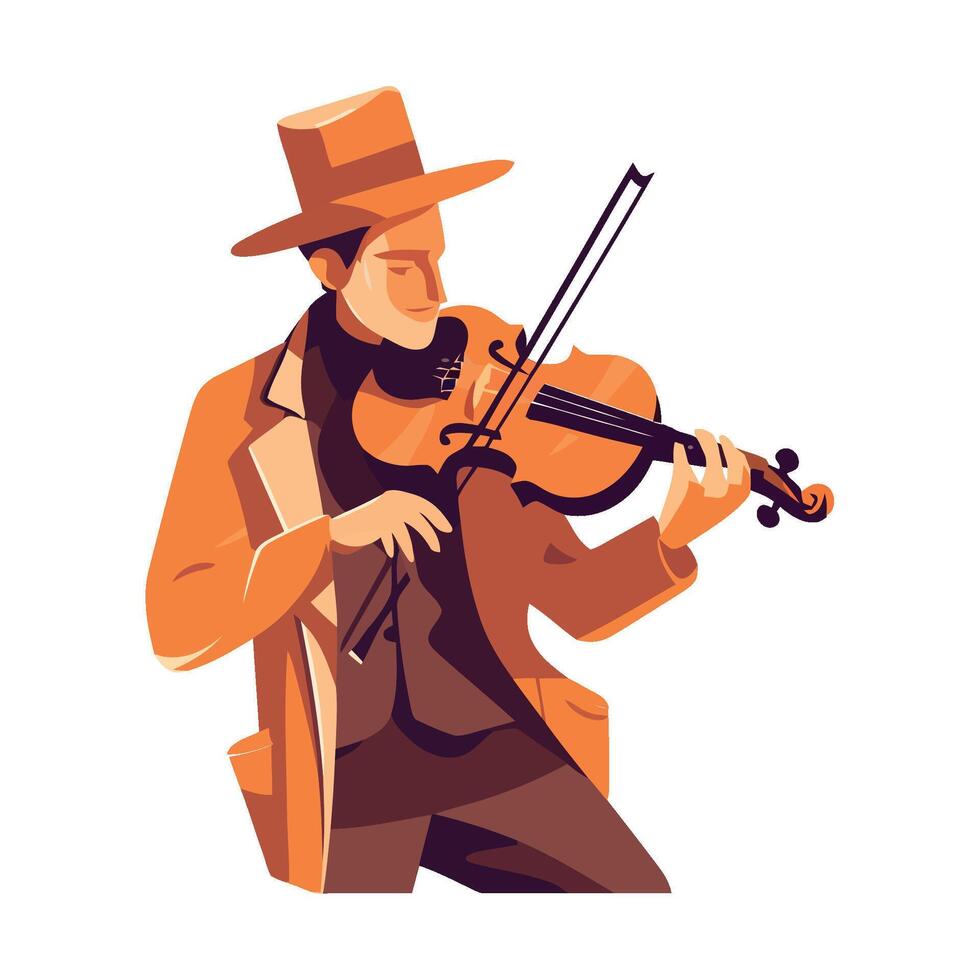 Musician playing a violin icon isolated vector
