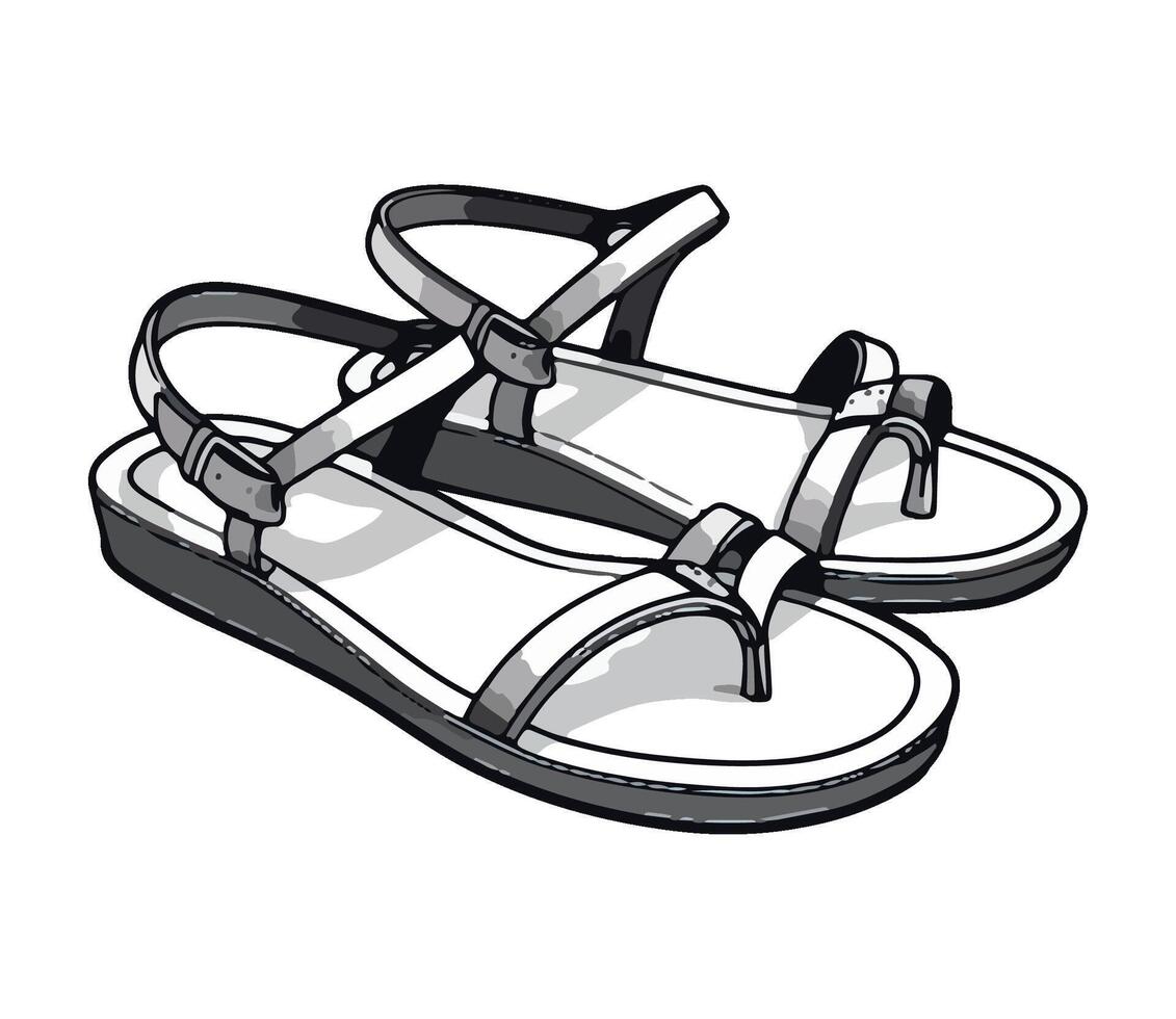 A comfortable pair of leather walking sandals icon isolated vector