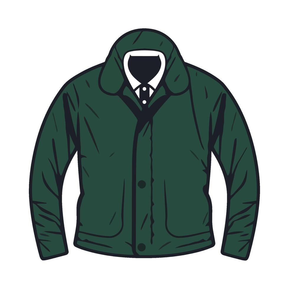 Modern men winter fashion green wool coat icon isolated vector
