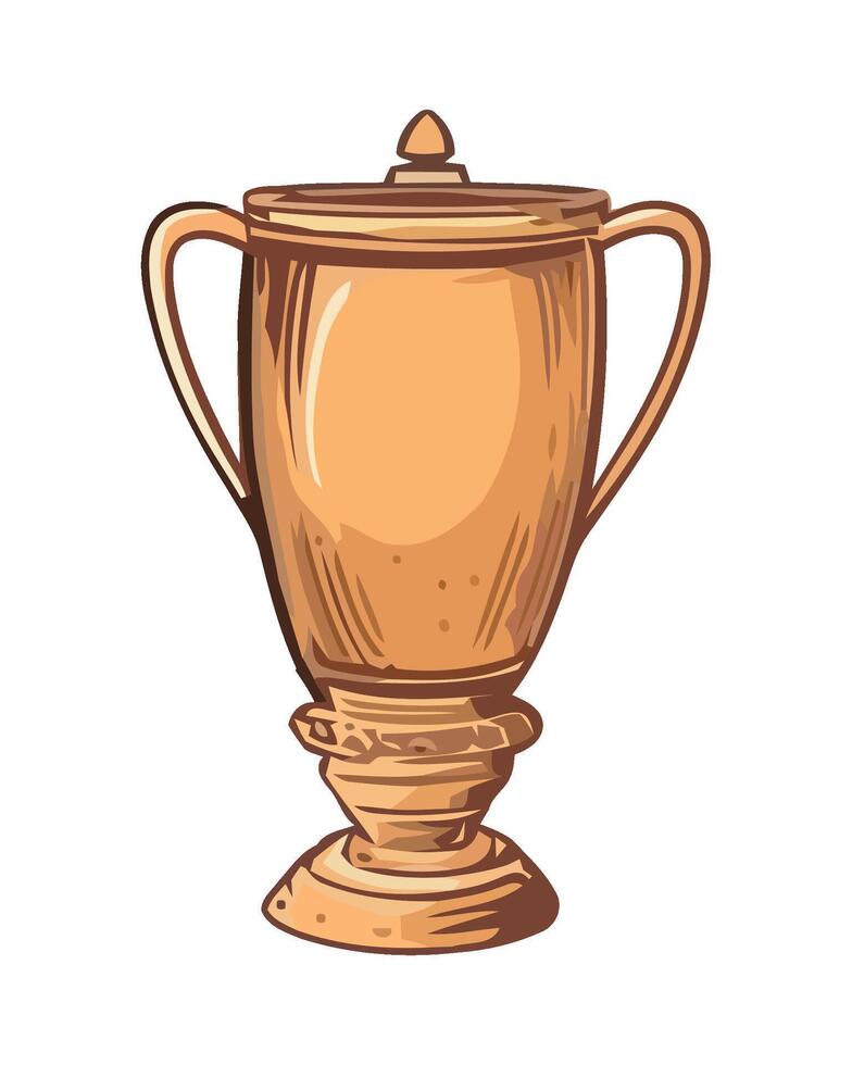 Golden trophy award in sports competition icon isolated vector