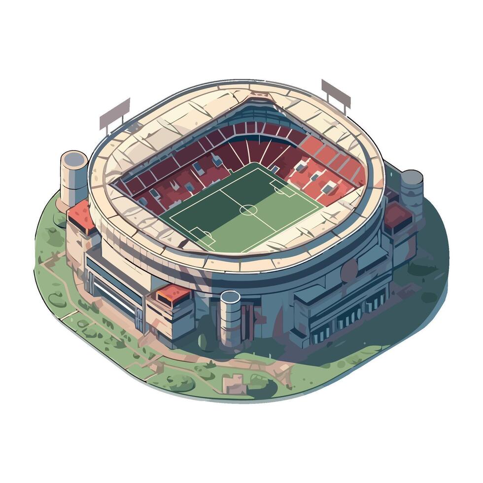 stadium soccer field scene icon isolated vector