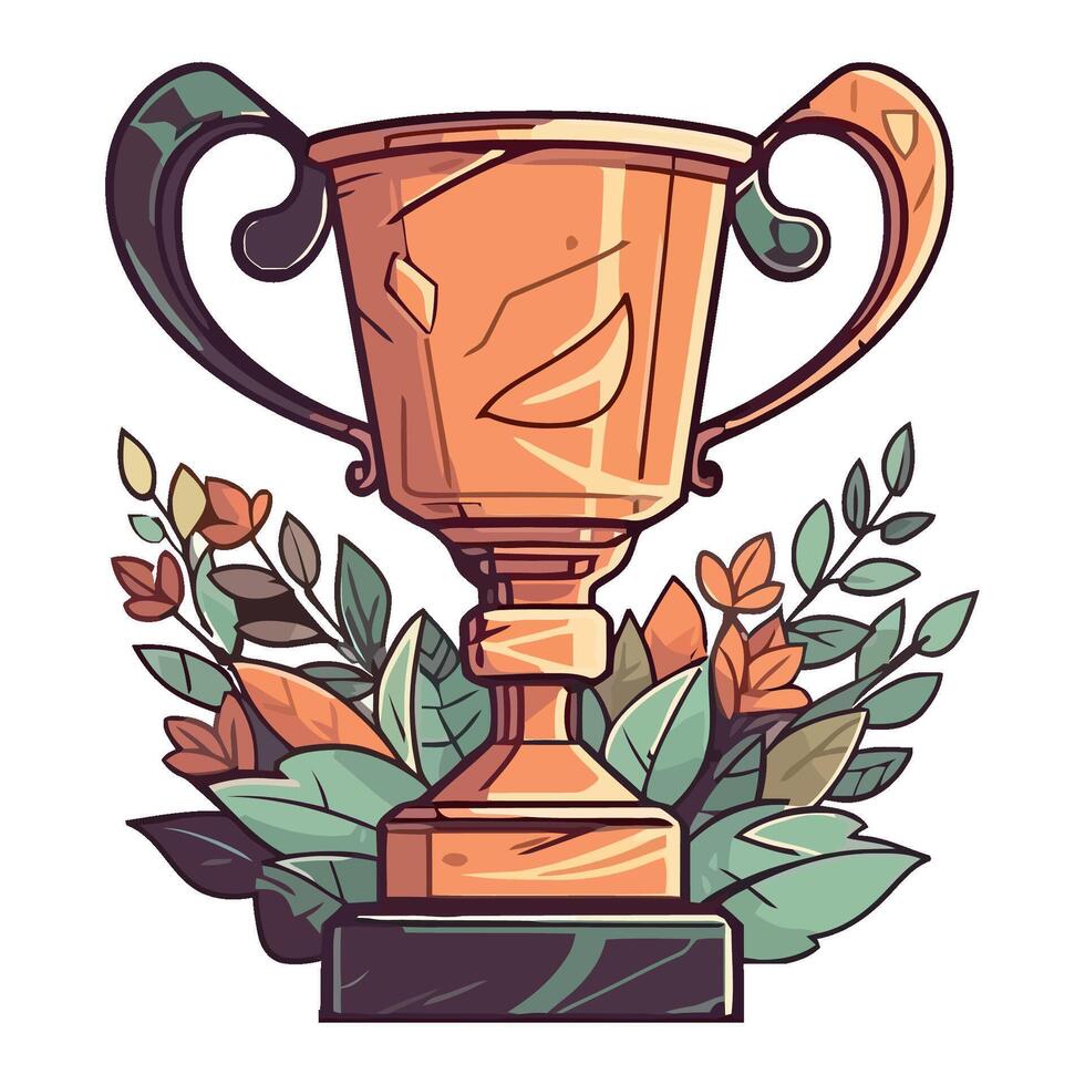 Gold trophy triumphs in competitive sport contest icon isolated vector