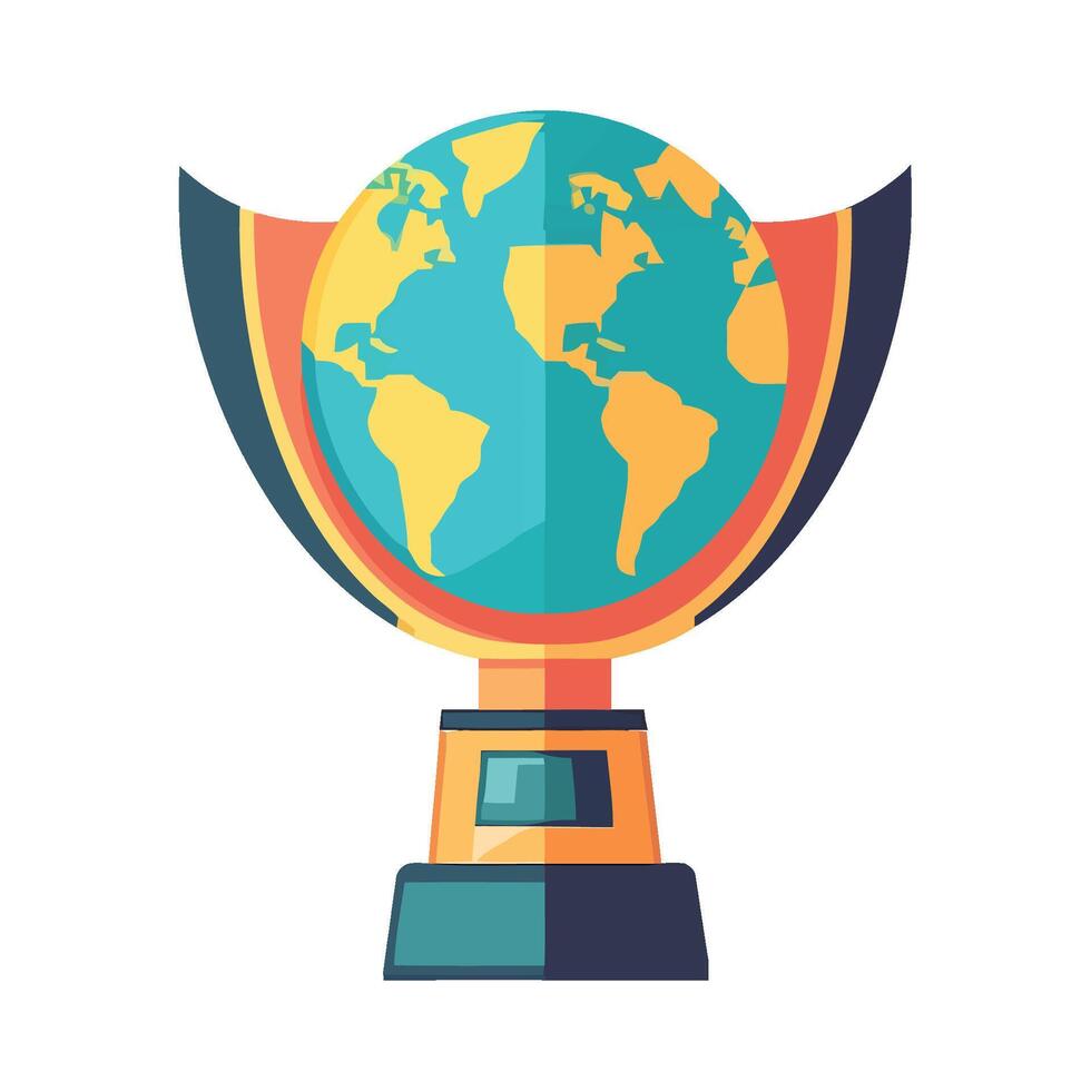 globe symbolizes global education success trophy icon isolated vector