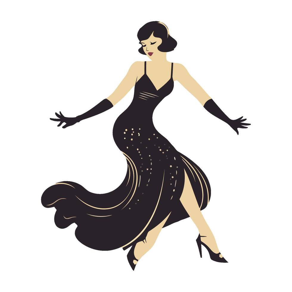 A smiling dancer in a black skirt icon isolated vector