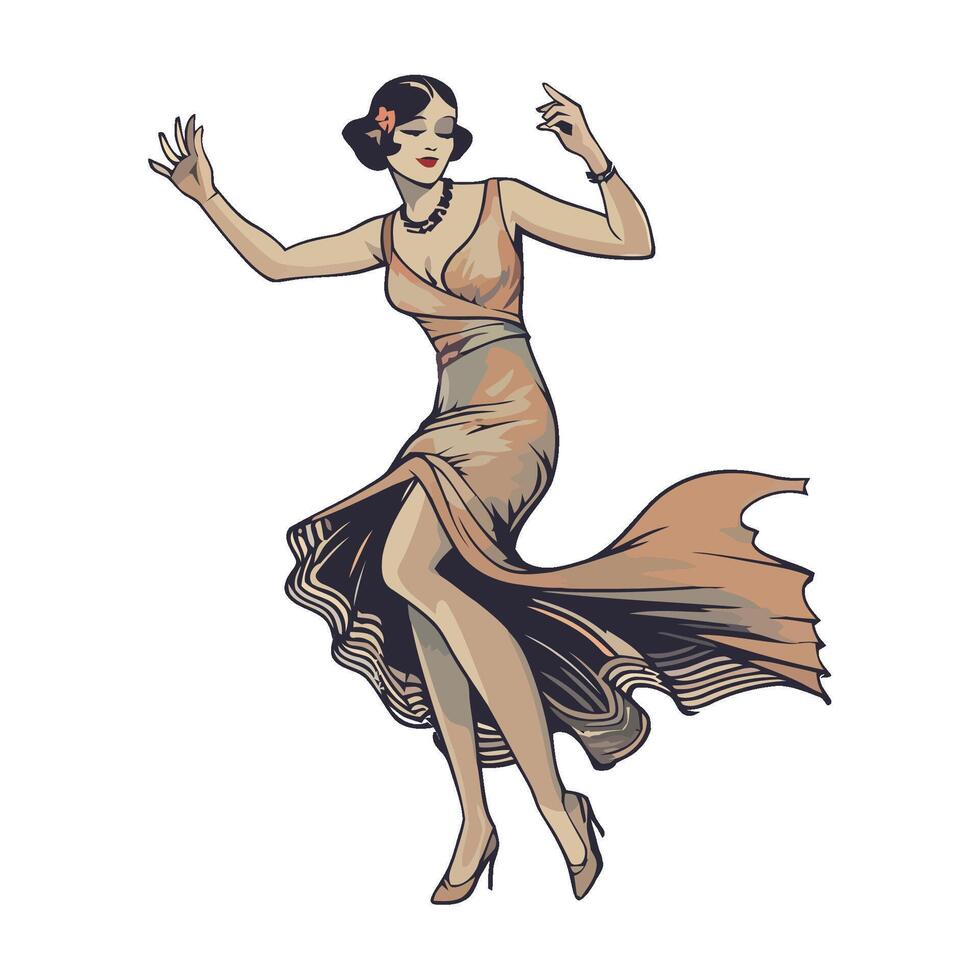 One woman, smiling, in a cute summer dress icon isolated vector