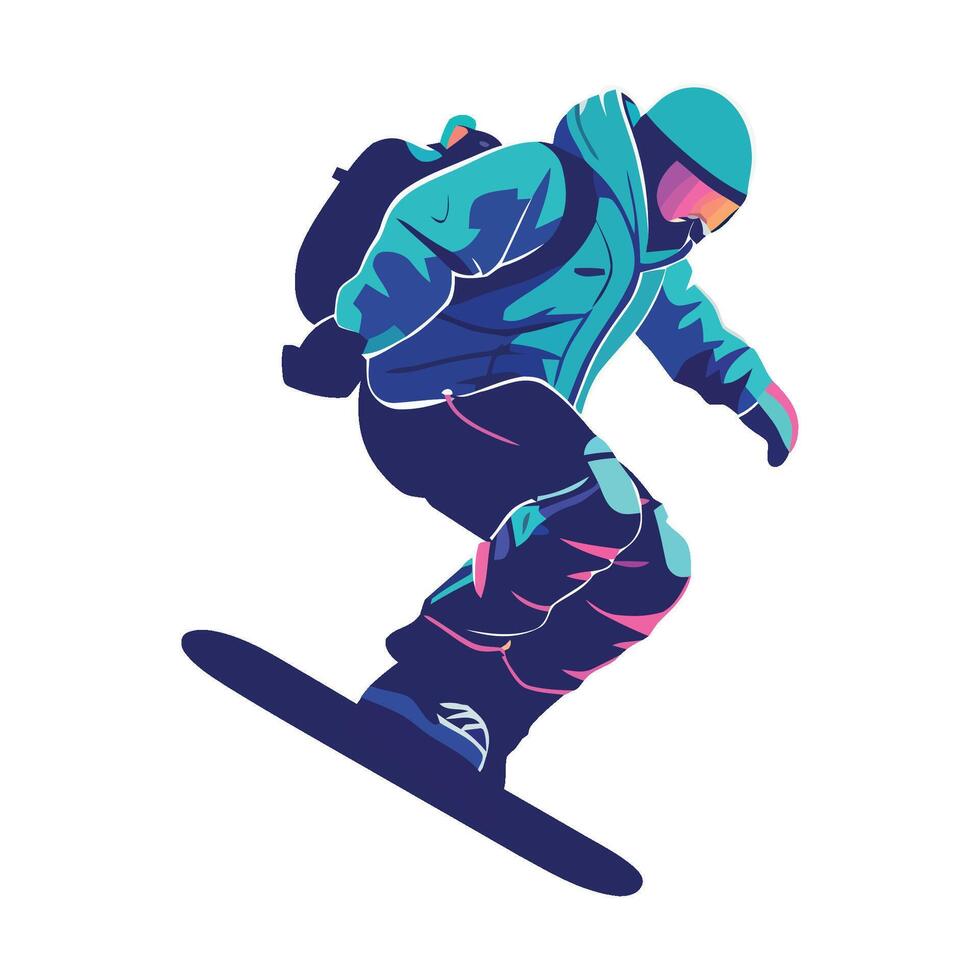 snowboarding championship man, flying down icon isolated vector