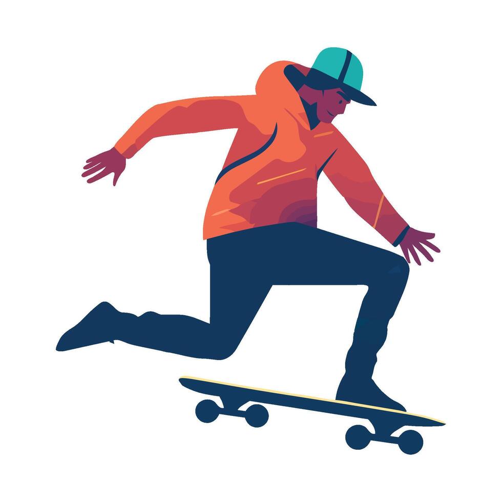 Skateboarding jumps over danger with creativity icon isolated vector