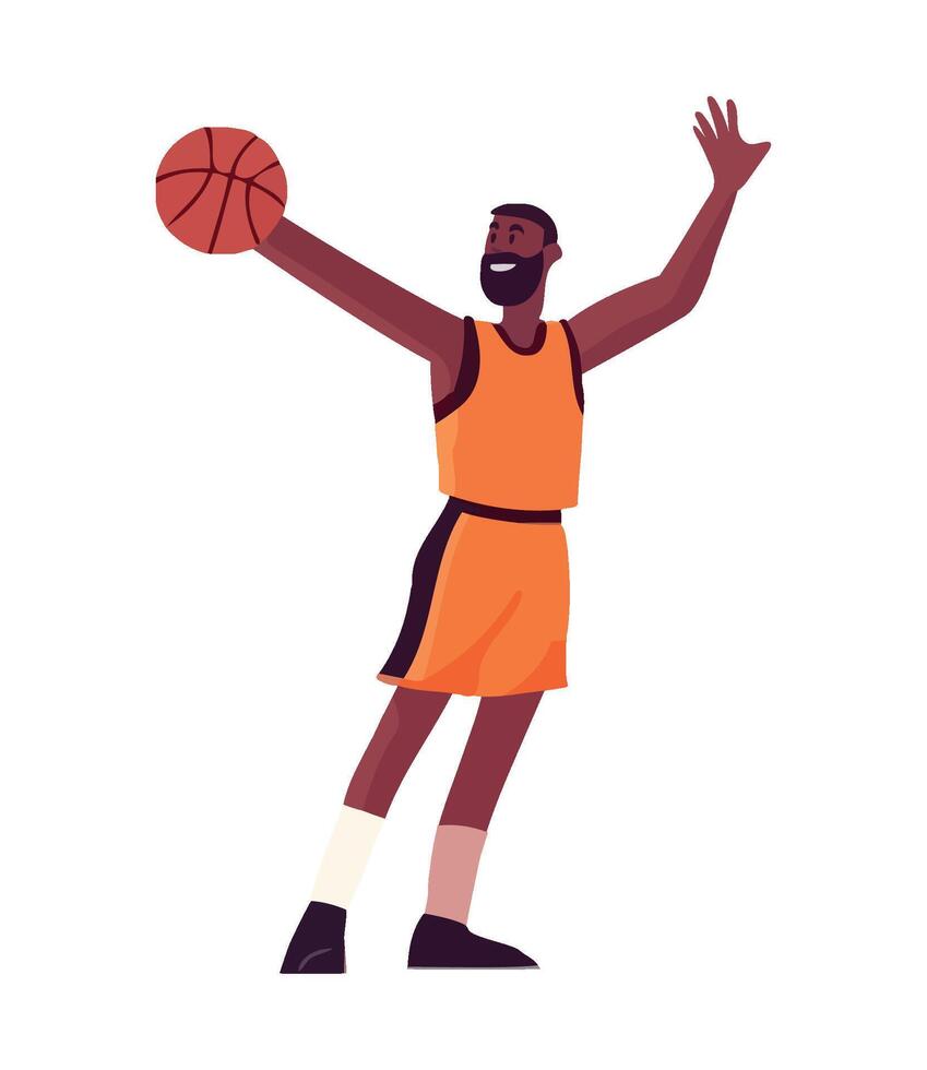 Boy in uniform playing basketball icon isolated vector