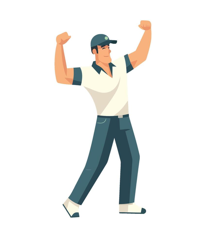 man in suit celebrates achievement with fist pump icon isolated vector