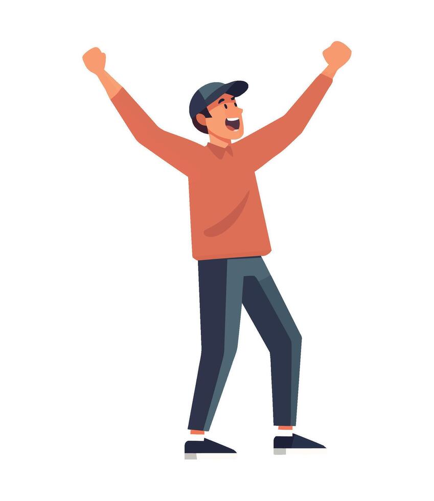 One person, triumphs with joy icon isolated vector