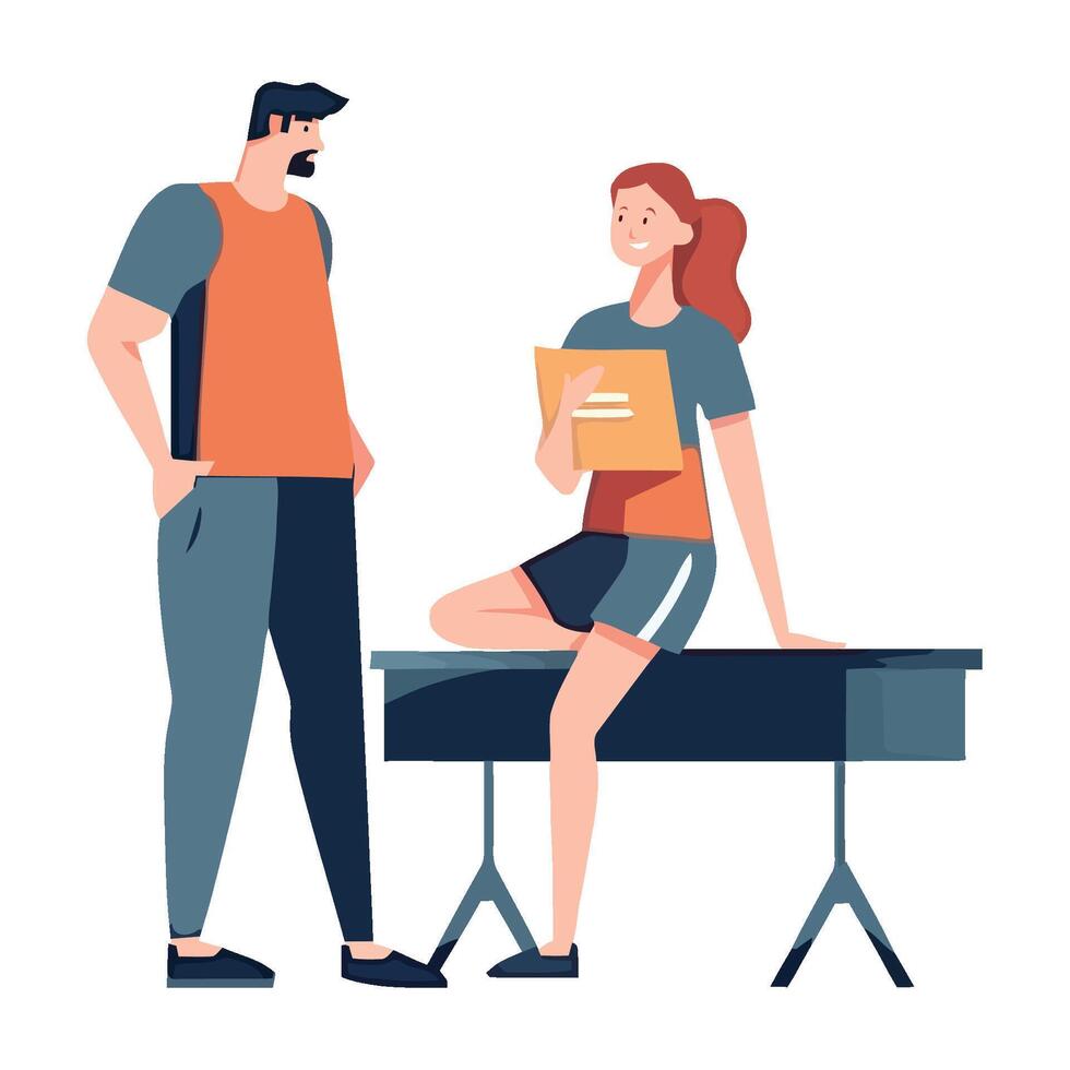 woman and man talking in casual clothes icon isolated vector