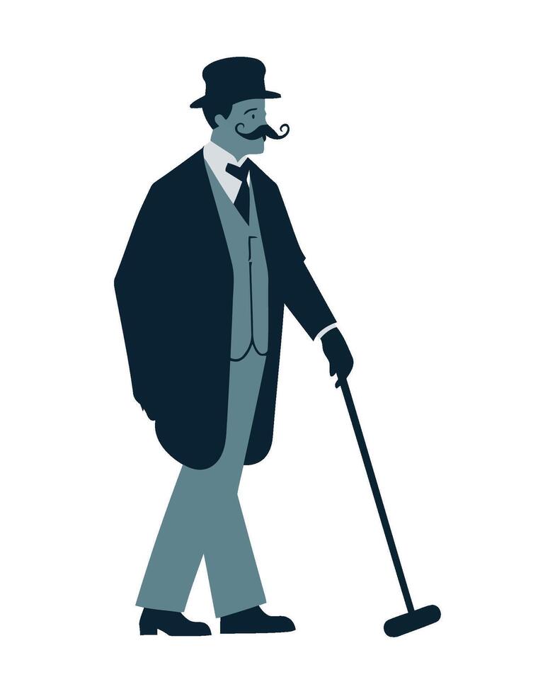 Successful man walking with cane icon isolated vector